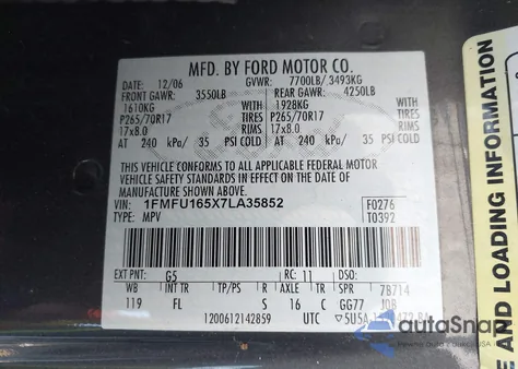 2007 Ford Expedition Xlt from USA, damaged, VIN 1FMFU165X7LA35852